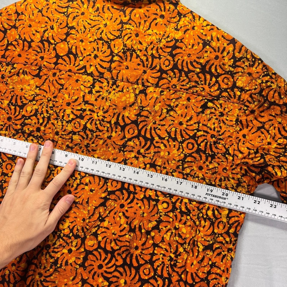 True Vintage Button Up Shirt Men Large Orange Handmade Autumn Fall Halloween 70s - Picture 7 of 8